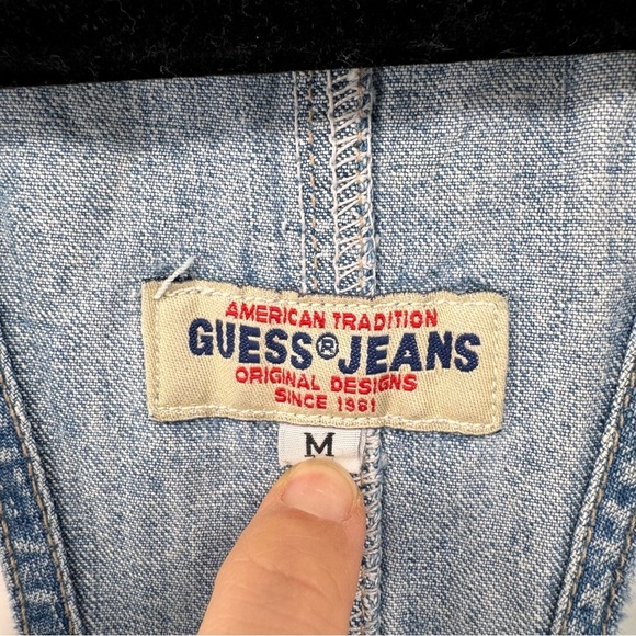 Vintage GUESS USA MADE Overalls Womens Denim Bib Jean 80s 90s Med - Picture 3 of 8